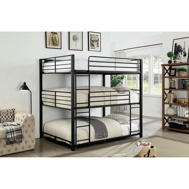 Olga I Sand Black Full Triple Decker Bed - Premium Bunk Bed from FOA East - Just $856.05! Shop now at Furniture Wholesale Plus  We are the best furniture store in Nashville, Hendersonville, Goodlettsville, Madison, Antioch, Mount Juliet, Lebanon, Gallatin, Springfield, Murfreesboro, Franklin, Brentwood