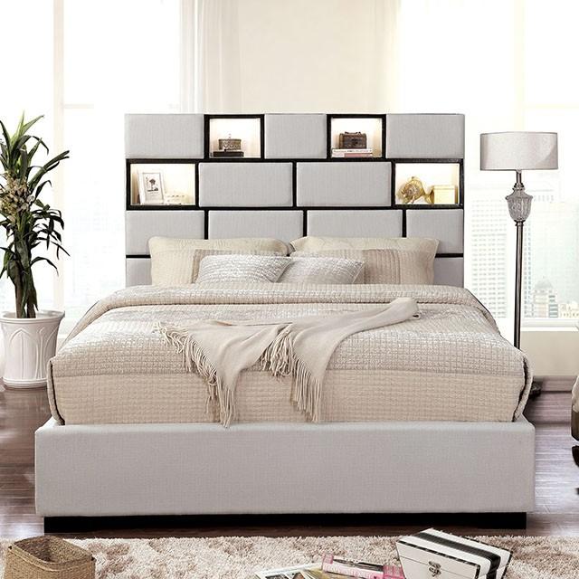 Gemma Beige/Black Cal.King Bed - Premium Bed from FOA East - Just $787.80! Shop now at Furniture Wholesale Plus  We are the best furniture store in Nashville, Hendersonville, Goodlettsville, Madison, Antioch, Mount Juliet, Lebanon, Gallatin, Springfield, Murfreesboro, Franklin, Brentwood