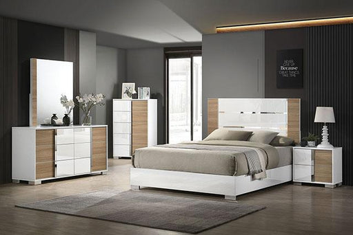 ERLANGEN E.King Bed, White/Natural - Premium Bed from FOA East - Just $639.60! Shop now at Furniture Wholesale Plus  We are the best furniture store in Nashville, Hendersonville, Goodlettsville, Madison, Antioch, Mount Juliet, Lebanon, Gallatin, Springfield, Murfreesboro, Franklin, Brentwood