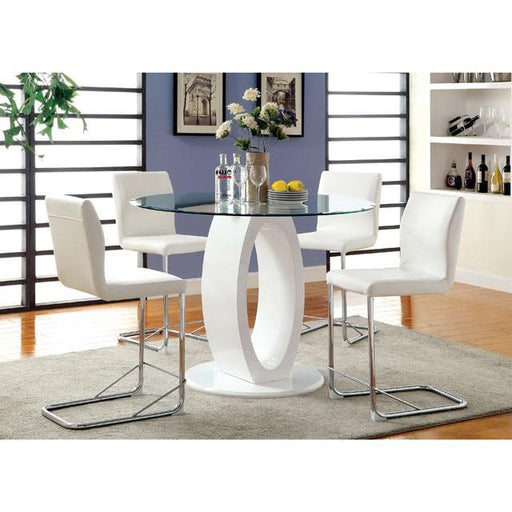 LODIA II White Round Counter Ht. Table - Premium Dining Table from FOA East - Just $583.05! Shop now at Furniture Wholesale Plus  We are the best furniture store in Nashville, Hendersonville, Goodlettsville, Madison, Antioch, Mount Juliet, Lebanon, Gallatin, Springfield, Murfreesboro, Franklin, Brentwood