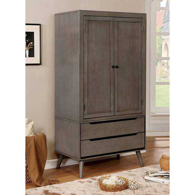 LENNART Gray Armoire - Premium Armoire from FOA East - Just $1010.10! Shop now at Furniture Wholesale Plus  We are the best furniture store in Nashville, Hendersonville, Goodlettsville, Madison, Antioch, Mount Juliet, Lebanon, Gallatin, Springfield, Murfreesboro, Franklin, Brentwood