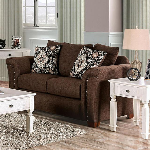 BELSIZE Loveseat, Chocolate/Tan - Premium Loveseat from FOA East - Just $1521! Shop now at Furniture Wholesale Plus  We are the best furniture store in Nashville, Hendersonville, Goodlettsville, Madison, Antioch, Mount Juliet, Lebanon, Gallatin, Springfield, Murfreesboro, Franklin, Brentwood