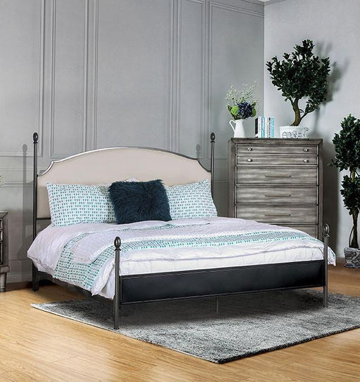 SINEAD Gun Metal/Beige Twin Bed - Premium Bed from FOA East - Just $296.40! Shop now at Furniture Wholesale Plus  We are the best furniture store in Nashville, Hendersonville, Goodlettsville, Madison, Antioch, Mount Juliet, Lebanon, Gallatin, Springfield, Murfreesboro, Franklin, Brentwood