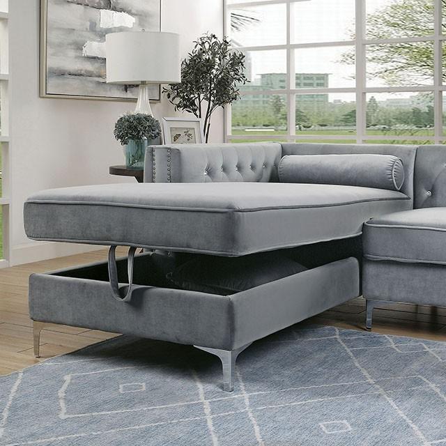 Amie Glam Gray Sectional w/Storage - Premium Sectional from FOA East - Just $1753.05! Shop now at Furniture Wholesale Plus  We are the best furniture store in Nashville, Hendersonville, Goodlettsville, Madison, Antioch, Mount Juliet, Lebanon, Gallatin, Springfield, Murfreesboro, Franklin, Brentwood