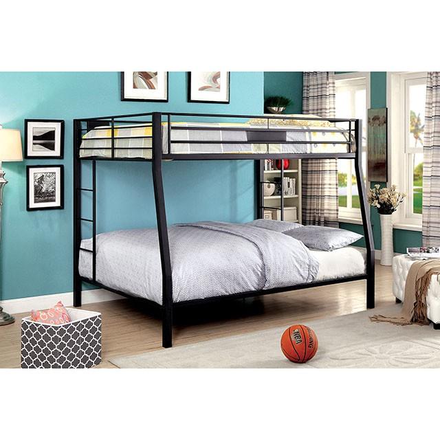 CLAREN Black Full/Queen Bunk Bed - Premium Bunk Bed from FOA East - Just $563.55! Shop now at Furniture Wholesale Plus  We are the best furniture store in Nashville, Hendersonville, Goodlettsville, Madison, Antioch, Mount Juliet, Lebanon, Gallatin, Springfield, Murfreesboro, Franklin, Brentwood