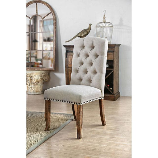 Gianna Rustic Pine/Ivory Side Chair (2/CTN) - Premium Dining Chair from FOA East - Just $331.50! Shop now at Furniture Wholesale Plus  We are the best furniture store in Nashville, Hendersonville, Goodlettsville, Madison, Antioch, Mount Juliet, Lebanon, Gallatin, Springfield, Murfreesboro, Franklin, Brentwood