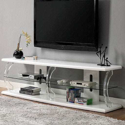 Ernst White/Clear 60" TV Stand - Premium TV Stand from FOA East - Just $583.05! Shop now at Furniture Wholesale Plus  We are the best furniture store in Nashville, Hendersonville, Goodlettsville, Madison, Antioch, Mount Juliet, Lebanon, Gallatin, Springfield, Murfreesboro, Franklin, Brentwood