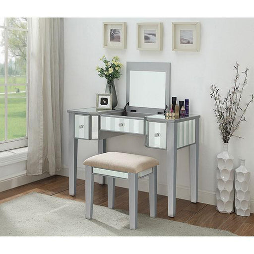 Joyce Silver Vanity w/ Stool - Premium Vanity from FOA East - Just $680.55! Shop now at Furniture Wholesale Plus  We are the best furniture store in Nashville, Hendersonville, Goodlettsville, Madison, Antioch, Mount Juliet, Lebanon, Gallatin, Springfield, Murfreesboro, Franklin, Brentwood