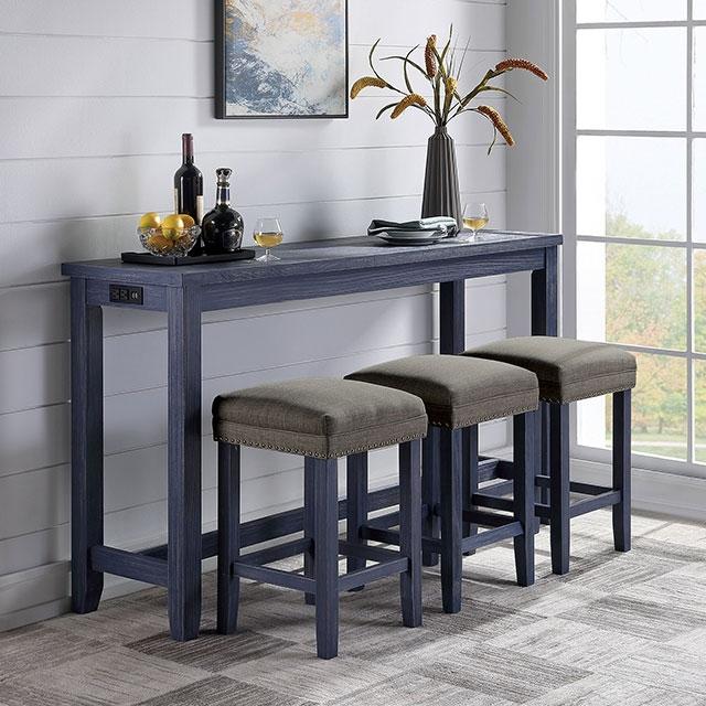 CAERLEON 4 Pc. Counter Ht. Table Set, Blue - Premium Dining Room Set from FOA East - Just $485.55! Shop now at Furniture Wholesale Plus  We are the best furniture store in Nashville, Hendersonville, Goodlettsville, Madison, Antioch, Mount Juliet, Lebanon, Gallatin, Springfield, Murfreesboro, Franklin, Brentwood