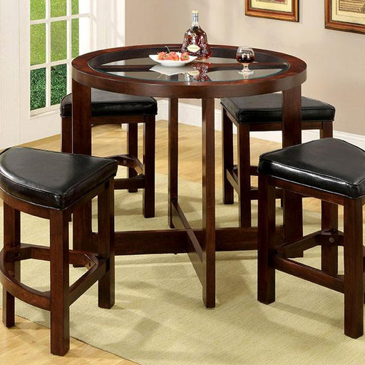 Crystal Cove I Dark Walnut 5 Pc. Round Counter Ht. Table Set (K/D) - Premium Dining Room Set from FOA East - Just $690.30! Shop now at Furniture Wholesale Plus  We are the best furniture store in Nashville, Hendersonville, Goodlettsville, Madison, Antioch, Mount Juliet, Lebanon, Gallatin, Springfield, Murfreesboro, Franklin, Brentwood