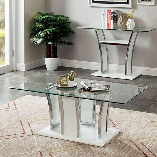 Staten Glossy White/Chrome Coffee Table - Premium Coffee Table from FOA East - Just $290.55! Shop now at Furniture Wholesale Plus  We are the best furniture store in Nashville, Hendersonville, Goodlettsville, Madison, Antioch, Mount Juliet, Lebanon, Gallatin, Springfield, Murfreesboro, Franklin, Brentwood