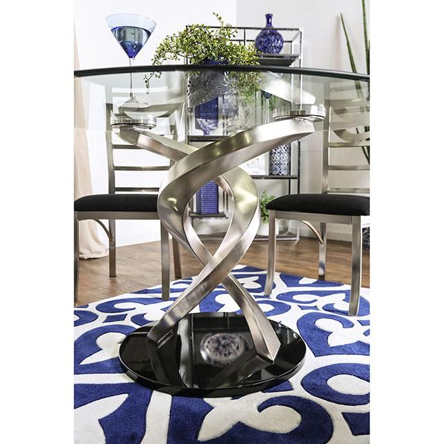 ROXO Silver/Black Round Dining Table - Premium Dining Table from FOA East - Just $856.05! Shop now at Furniture Wholesale Plus  We are the best furniture store in Nashville, Hendersonville, Goodlettsville, Madison, Antioch, Mount Juliet, Lebanon, Gallatin, Springfield, Murfreesboro, Franklin, Brentwood