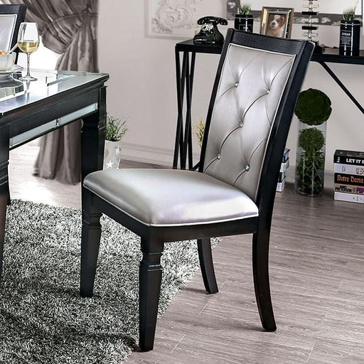 Alena Black/Silver Side Chair (2/CTN) - Premium Dining Chair from FOA East - Just $292.50! Shop now at Furniture Wholesale Plus  We are the best furniture store in Nashville, Hendersonville, Goodlettsville, Madison, Antioch, Mount Juliet, Lebanon, Gallatin, Springfield, Murfreesboro, Franklin, Brentwood