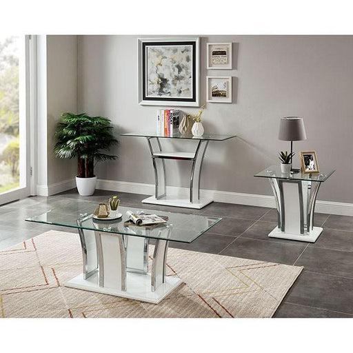 Staten Glossy White/Chrome Sofa Table - Premium Sofa Table from FOA East - Just $290.55! Shop now at Furniture Wholesale Plus  We are the best furniture store in Nashville, Hendersonville, Goodlettsville, Madison, Antioch, Mount Juliet, Lebanon, Gallatin, Springfield, Murfreesboro, Franklin, Brentwood