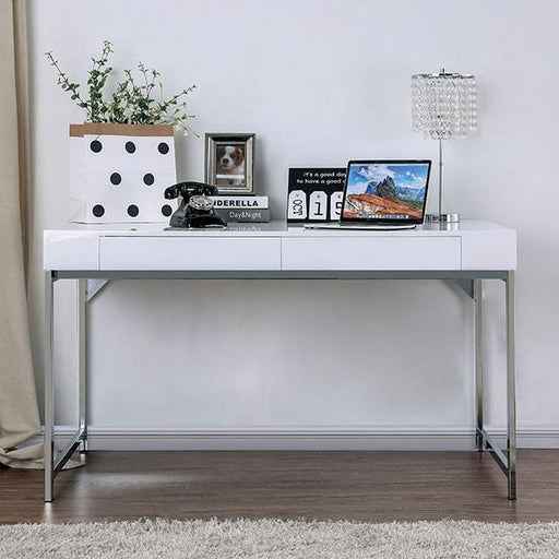 Loke White/Chrome Computer Desk - Premium Desk from FOA East - Just $583.05! Shop now at Furniture Wholesale Plus  We are the best furniture store in Nashville, Hendersonville, Goodlettsville, Madison, Antioch, Mount Juliet, Lebanon, Gallatin, Springfield, Murfreesboro, Franklin, Brentwood