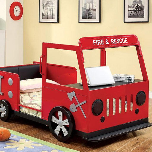 Rescuer Red/Black Twin Bed - Premium Bed from FOA East - Just $934.05! Shop now at Furniture Wholesale Plus  We are the best furniture store in Nashville, Hendersonville, Goodlettsville, Madison, Antioch, Mount Juliet, Lebanon, Gallatin, Springfield, Murfreesboro, Franklin, Brentwood