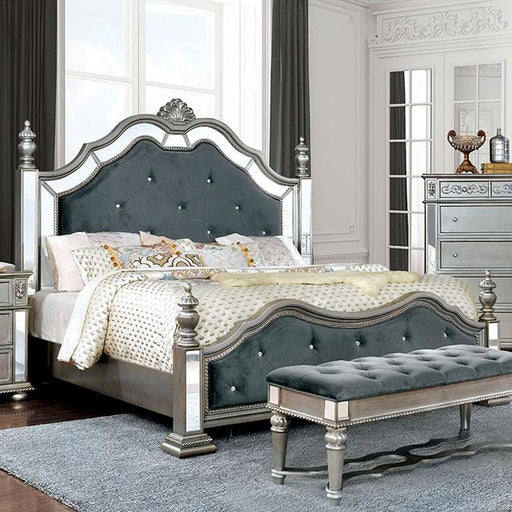 Azha Silver/Gray Cal.King Bed - Premium Bed from FOA East - Just $1357.20! Shop now at Furniture Wholesale Plus  We are the best furniture store in Nashville, Hendersonville, Goodlettsville, Madison, Antioch, Mount Juliet, Lebanon, Gallatin, Springfield, Murfreesboro, Franklin, Brentwood