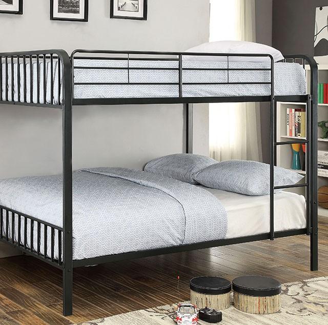 CLEMENT Black Metal Full/Full Bunk Bed - Premium Bunk Bed from FOA East - Just $567.45! Shop now at Furniture Wholesale Plus  We are the best furniture store in Nashville, Hendersonville, Goodlettsville, Madison, Antioch, Mount Juliet, Lebanon, Gallatin, Springfield, Murfreesboro, Franklin, Brentwood