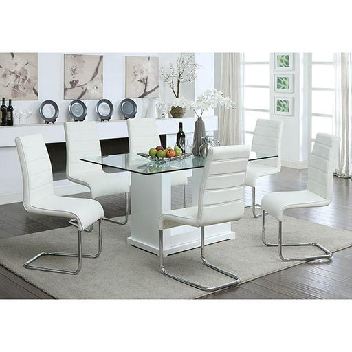 Eva White/Clear Dining Table - Premium Dining Table from FOA East - Just $524.55! Shop now at Furniture Wholesale Plus  We are the best furniture store in Nashville, Hendersonville, Goodlettsville, Madison, Antioch, Mount Juliet, Lebanon, Gallatin, Springfield, Murfreesboro, Franklin, Brentwood