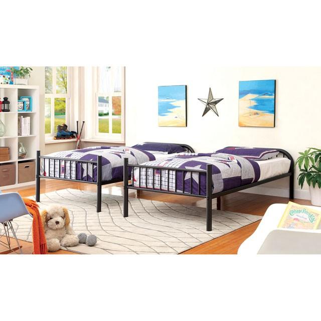 RAINBOW Black Metal Twin/Twin Bunk Bed - Premium Bunk Bed from FOA East - Just $388.05! Shop now at Furniture Wholesale Plus  We are the best furniture store in Nashville, Hendersonville, Goodlettsville, Madison, Antioch, Mount Juliet, Lebanon, Gallatin, Springfield, Murfreesboro, Franklin, Brentwood