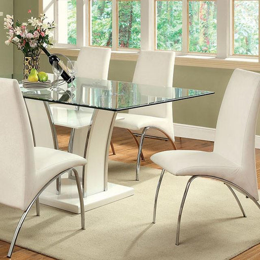 Glenview White/Chrome Dining Table - Premium Dining Table from FOA East - Just $641.55! Shop now at Furniture Wholesale Plus  We are the best furniture store in Nashville, Hendersonville, Goodlettsville, Madison, Antioch, Mount Juliet, Lebanon, Gallatin, Springfield, Murfreesboro, Franklin, Brentwood