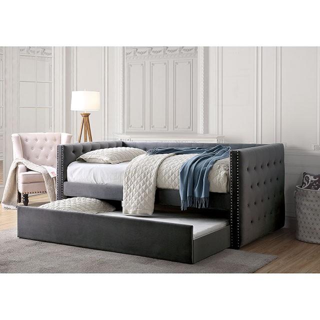 Susanna Gray Daybed w/ Trundle, Gray - Premium Daybed w/ Trundle from FOA East - Just $583.05! Shop now at Furniture Wholesale Plus  We are the best furniture store in Nashville, Hendersonville, Goodlettsville, Madison, Antioch, Mount Juliet, Lebanon, Gallatin, Springfield, Murfreesboro, Franklin, Brentwood