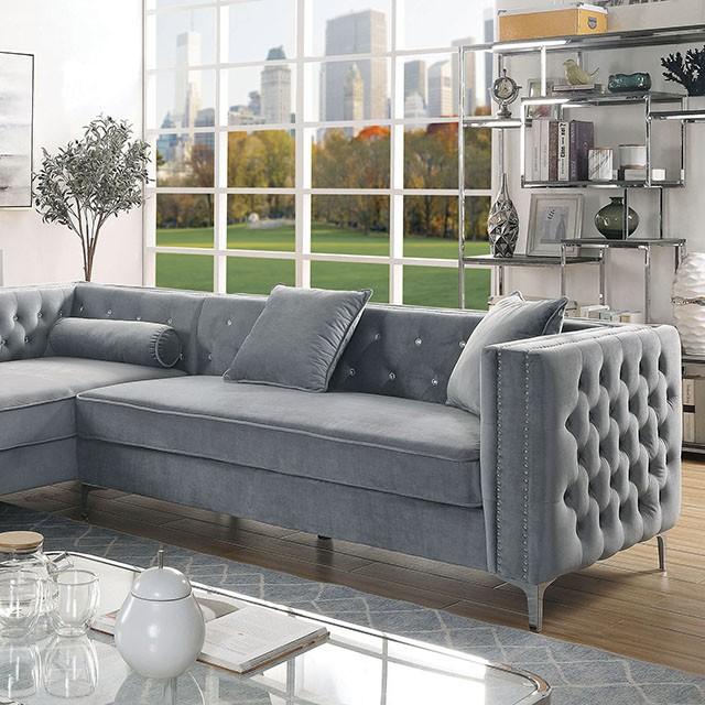 Amie Glam Gray Sectional w/Storage - Premium Sectional from FOA East - Just $1753.05! Shop now at Furniture Wholesale Plus  We are the best furniture store in Nashville, Hendersonville, Goodlettsville, Madison, Antioch, Mount Juliet, Lebanon, Gallatin, Springfield, Murfreesboro, Franklin, Brentwood