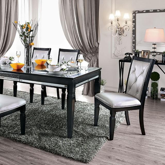 Alena Black/Silver Dining Table - Premium Dining Table from FOA East - Just $680.55! Shop now at Furniture Wholesale Plus  We are the best furniture store in Nashville, Hendersonville, Goodlettsville, Madison, Antioch, Mount Juliet, Lebanon, Gallatin, Springfield, Murfreesboro, Franklin, Brentwood