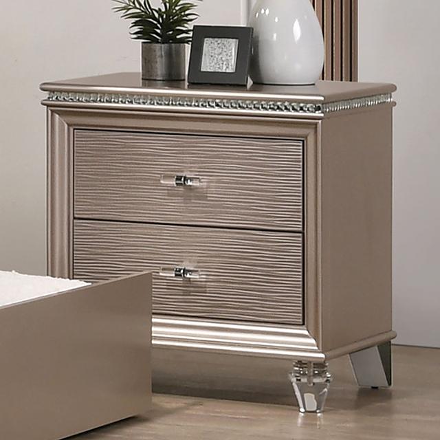 ALLIE Night Stand, Rose Gold - Premium Nightstand from FOA East - Just $273! Shop now at Furniture Wholesale Plus  We are the best furniture store in Nashville, Hendersonville, Goodlettsville, Madison, Antioch, Mount Juliet, Lebanon, Gallatin, Springfield, Murfreesboro, Franklin, Brentwood