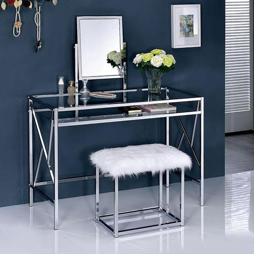 LISMORE Chrome Vanity w/ Stool - Premium Vanity from FOA East - Just $251.55! Shop now at Furniture Wholesale Plus  We are the best furniture store in Nashville, Hendersonville, Goodlettsville, Madison, Antioch, Mount Juliet, Lebanon, Gallatin, Springfield, Murfreesboro, Franklin, Brentwood