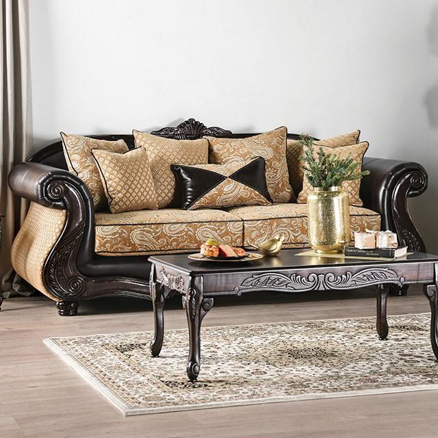 Aislynn Gold/Espresso Sofa - Premium Sofa from FOA East - Just $1678.95! Shop now at Furniture Wholesale Plus  We are the best furniture store in Nashville, Hendersonville, Goodlettsville, Madison, Antioch, Mount Juliet, Lebanon, Gallatin, Springfield, Murfreesboro, Franklin, Brentwood