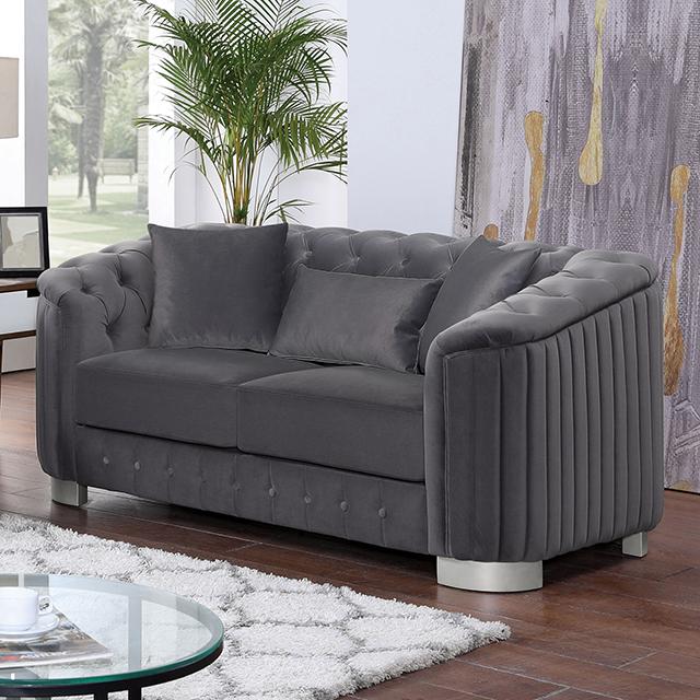 CASTELLON Loveseat, Dark Gray - Premium Loveseat from FOA East - Just $690.30! Shop now at Furniture Wholesale Plus  We are the best furniture store in Nashville, Hendersonville, Goodlettsville, Madison, Antioch, Mount Juliet, Lebanon, Gallatin, Springfield, Murfreesboro, Franklin, Brentwood