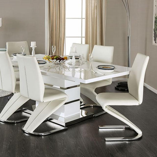 Midvale White/Chrome Dining Table - Premium Dining Table from FOA East - Just $1090.05! Shop now at Furniture Wholesale Plus  We are the best furniture store in Nashville, Hendersonville, Goodlettsville, Madison, Antioch, Mount Juliet, Lebanon, Gallatin, Springfield, Murfreesboro, Franklin, Brentwood