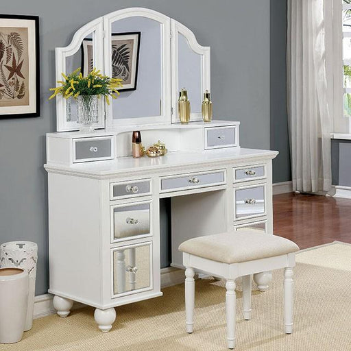 TRACY White Vanity w/ Stool - Premium Vanity from FOA East - Just $680.55! Shop now at Furniture Wholesale Plus  We are the best furniture store in Nashville, Hendersonville, Goodlettsville, Madison, Antioch, Mount Juliet, Lebanon, Gallatin, Springfield, Murfreesboro, Franklin, Brentwood