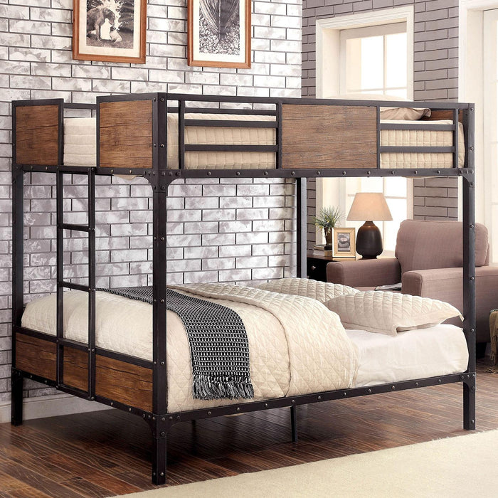 CLAPTON Black Full/Full Bunk Bed - Premium Bunk Bed from FOA East - Just $719.55! Shop now at Furniture Wholesale Plus  We are the best furniture store in Nashville, Hendersonville, Goodlettsville, Madison, Antioch, Mount Juliet, Lebanon, Gallatin, Springfield, Murfreesboro, Franklin, Brentwood