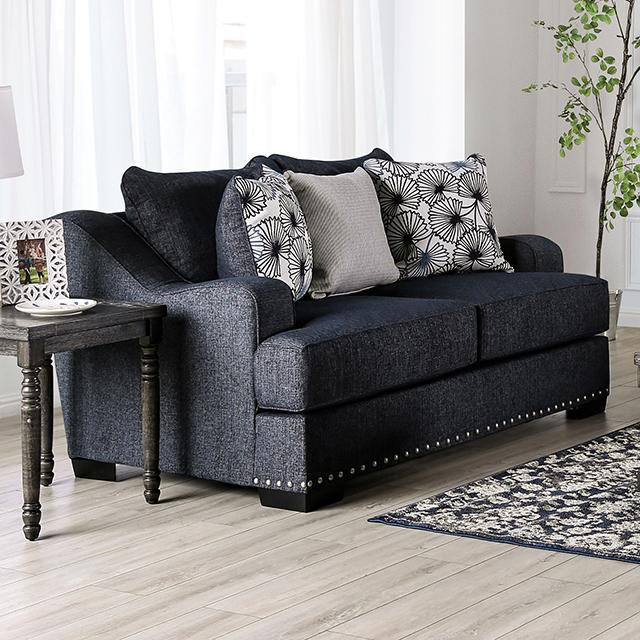 SONORA Loveseat, Dark Navy - Premium Loveseat from FOA East - Just $1361.10! Shop now at Furniture Wholesale Plus  We are the best furniture store in Nashville, Hendersonville, Goodlettsville, Madison, Antioch, Mount Juliet, Lebanon, Gallatin, Springfield, Murfreesboro, Franklin, Brentwood