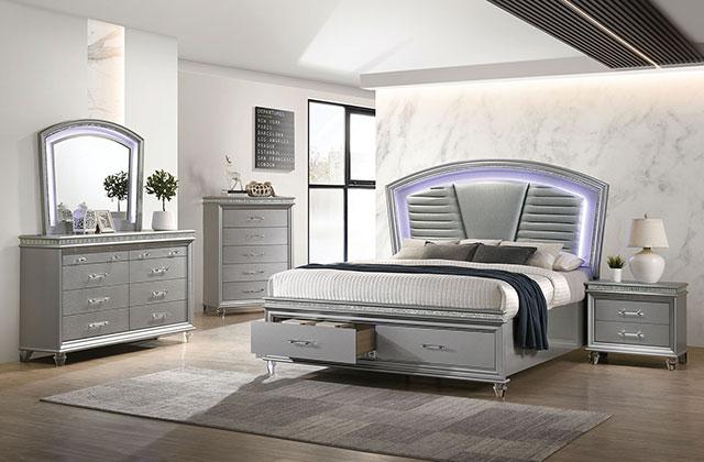 MADDIE E.King Bed, Silver - Premium Bed from FOA East - Just $1402.05! Shop now at Furniture Wholesale Plus  We are the best furniture store in Nashville, Hendersonville, Goodlettsville, Madison, Antioch, Mount Juliet, Lebanon, Gallatin, Springfield, Murfreesboro, Franklin, Brentwood