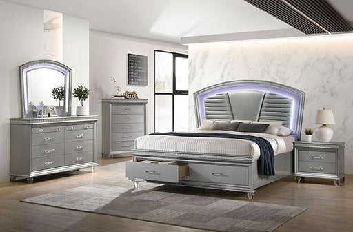 MADDIE Queen Bed, Silver - Premium Bed from FOA East - Just $1168.05! Shop now at Furniture Wholesale Plus  We are the best furniture store in Nashville, Hendersonville, Goodlettsville, Madison, Antioch, Mount Juliet, Lebanon, Gallatin, Springfield, Murfreesboro, Franklin, Brentwood