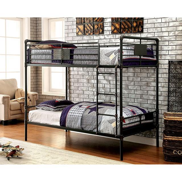 OLGA Antique Black Metal Twin/Twin Bunk Bed - Premium Bunk Bed from FOA East - Just $583.05! Shop now at Furniture Wholesale Plus  We are the best furniture store in Nashville, Hendersonville, Goodlettsville, Madison, Antioch, Mount Juliet, Lebanon, Gallatin, Springfield, Murfreesboro, Franklin, Brentwood