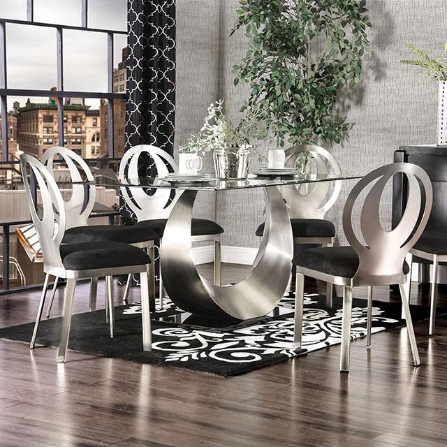 ORLA Silver/Black Dining Table - Premium Dining Table from FOA East - Just $992.55! Shop now at Furniture Wholesale Plus  We are the best furniture store in Nashville, Hendersonville, Goodlettsville, Madison, Antioch, Mount Juliet, Lebanon, Gallatin, Springfield, Murfreesboro, Franklin, Brentwood