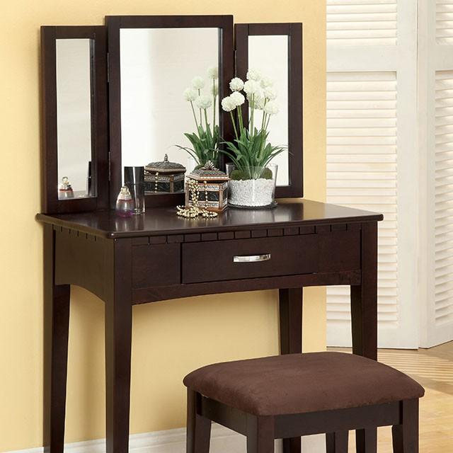 Potterville Espresso Vanity Table - Premium Vanity from FOA East - Just $243.75! Shop now at Furniture Wholesale Plus  We are the best furniture store in Nashville, Hendersonville, Goodlettsville, Madison, Antioch, Mount Juliet, Lebanon, Gallatin, Springfield, Murfreesboro, Franklin, Brentwood