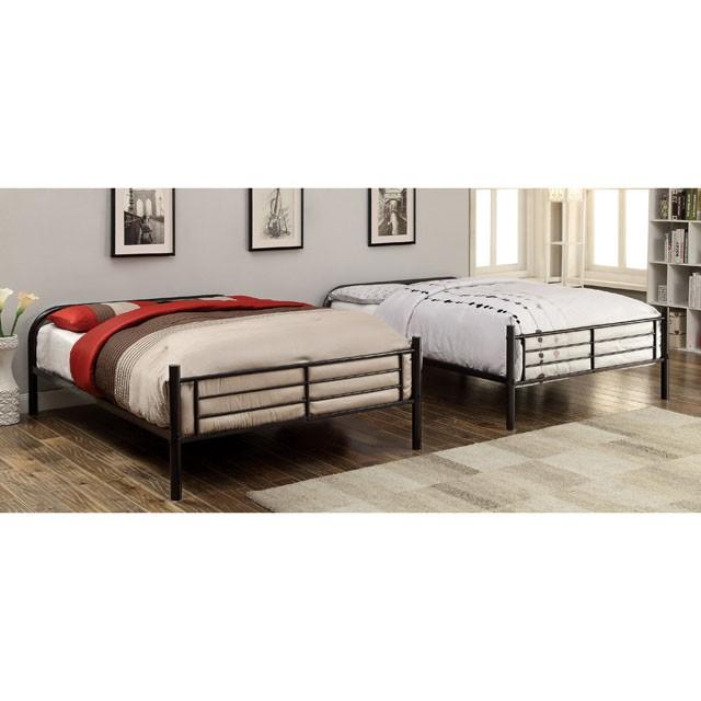 BROCKET Black Metal Full/Full Bunk Bed - Premium Bunk Bed from FOA East - Just $544.05! Shop now at Furniture Wholesale Plus  We are the best furniture store in Nashville, Hendersonville, Goodlettsville, Madison, Antioch, Mount Juliet, Lebanon, Gallatin, Springfield, Murfreesboro, Franklin, Brentwood