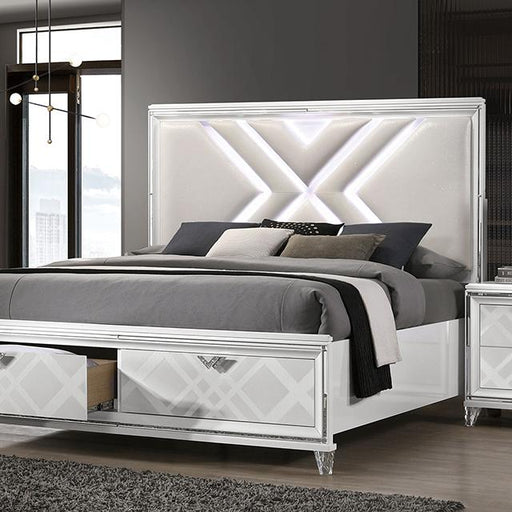 EMMELINE E.King Bed, White - Premium Bed from FOA East - Just $1402.05! Shop now at Furniture Wholesale Plus  We are the best furniture store in Nashville, Hendersonville, Goodlettsville, Madison, Antioch, Mount Juliet, Lebanon, Gallatin, Springfield, Murfreesboro, Franklin, Brentwood