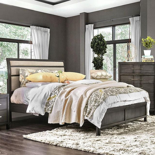 Berenice Gray/Beige E.King Bed - Premium Bed from FOA East - Just $590.85! Shop now at Furniture Wholesale Plus  We are the best furniture store in Nashville, Hendersonville, Goodlettsville, Madison, Antioch, Mount Juliet, Lebanon, Gallatin, Springfield, Murfreesboro, Franklin, Brentwood