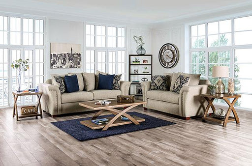 BELSIZE Loveseat, Beige/Navy - Premium Loveseat from FOA East - Just $1521! Shop now at Furniture Wholesale Plus  We are the best furniture store in Nashville, Hendersonville, Goodlettsville, Madison, Antioch, Mount Juliet, Lebanon, Gallatin, Springfield, Murfreesboro, Franklin, Brentwood