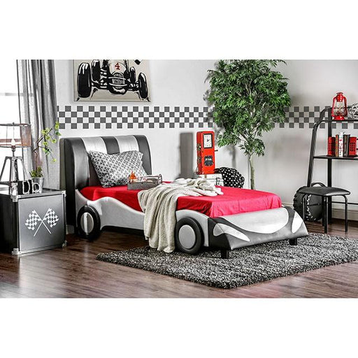 SUPER RACER Silver/Black Full Bed - Premium Bed from FOA East - Just $466.05! Shop now at Furniture Wholesale Plus  We are the best furniture store in Nashville, Hendersonville, Goodlettsville, Madison, Antioch, Mount Juliet, Lebanon, Gallatin, Springfield, Murfreesboro, Franklin, Brentwood