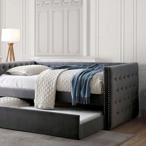 Susanna Gray Daybed w/ Trundle, Gray - Premium Daybed w/ Trundle from FOA East - Just $583.05! Shop now at Furniture Wholesale Plus  We are the best furniture store in Nashville, Hendersonville, Goodlettsville, Madison, Antioch, Mount Juliet, Lebanon, Gallatin, Springfield, Murfreesboro, Franklin, Brentwood