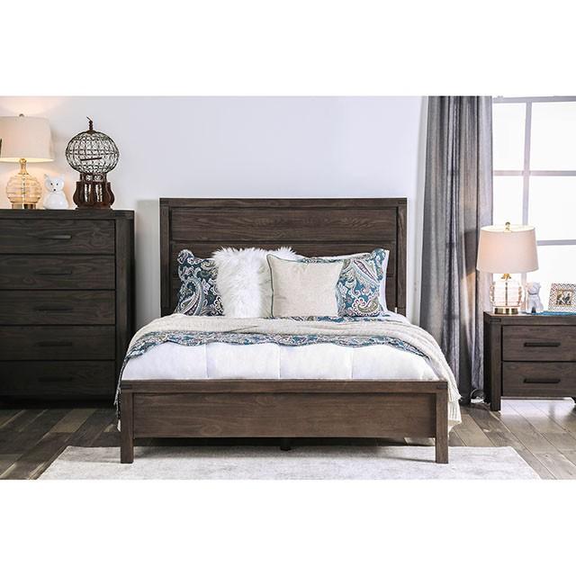 Rexburg Wire-Brushed Rustic Brown E.King Bed - Premium Bed from FOA East - Just $516.75! Shop now at Furniture Wholesale Plus  We are the best furniture store in Nashville, Hendersonville, Goodlettsville, Madison, Antioch, Mount Juliet, Lebanon, Gallatin, Springfield, Murfreesboro, Franklin, Brentwood