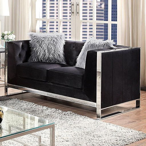 EVADNE Loveseat w/ Pillows, Black - Premium Loveseat from FOA East - Just $1014! Shop now at Furniture Wholesale Plus  We are the best furniture store in Nashville, Hendersonville, Goodlettsville, Madison, Antioch, Mount Juliet, Lebanon, Gallatin, Springfield, Murfreesboro, Franklin, Brentwood