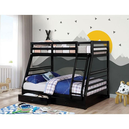 California Iv Black Twin/Full Bunk Bed - Premium Bunk Bed from FOA East - Just $583.05! Shop now at Furniture Wholesale Plus  We are the best furniture store in Nashville, Hendersonville, Goodlettsville, Madison, Antioch, Mount Juliet, Lebanon, Gallatin, Springfield, Murfreesboro, Franklin, Brentwood